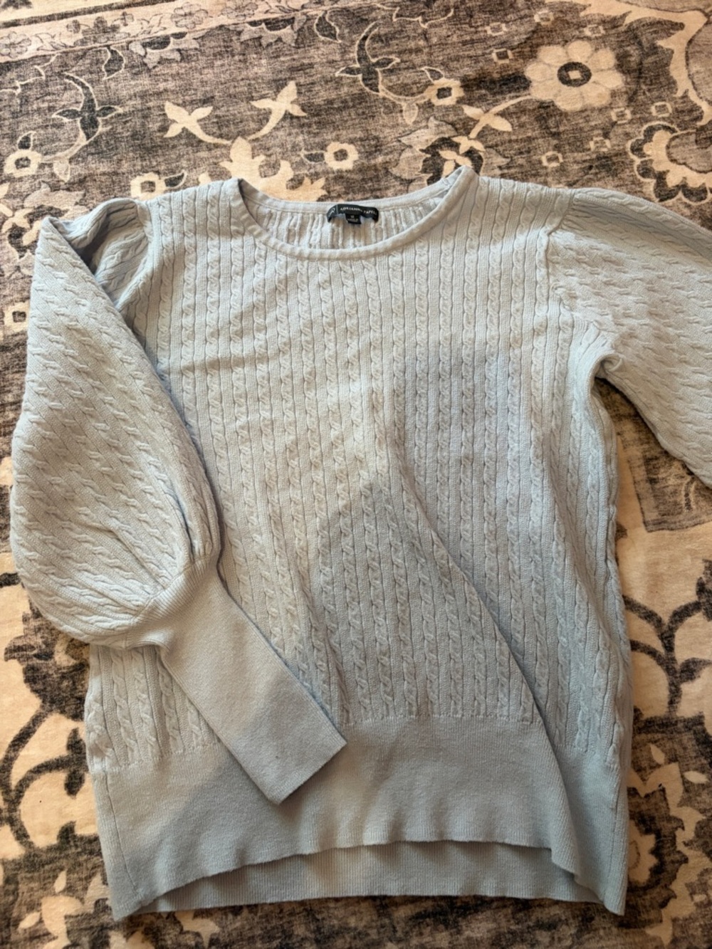 Adrianna Papell Light Blue Cable Knit Pullover
